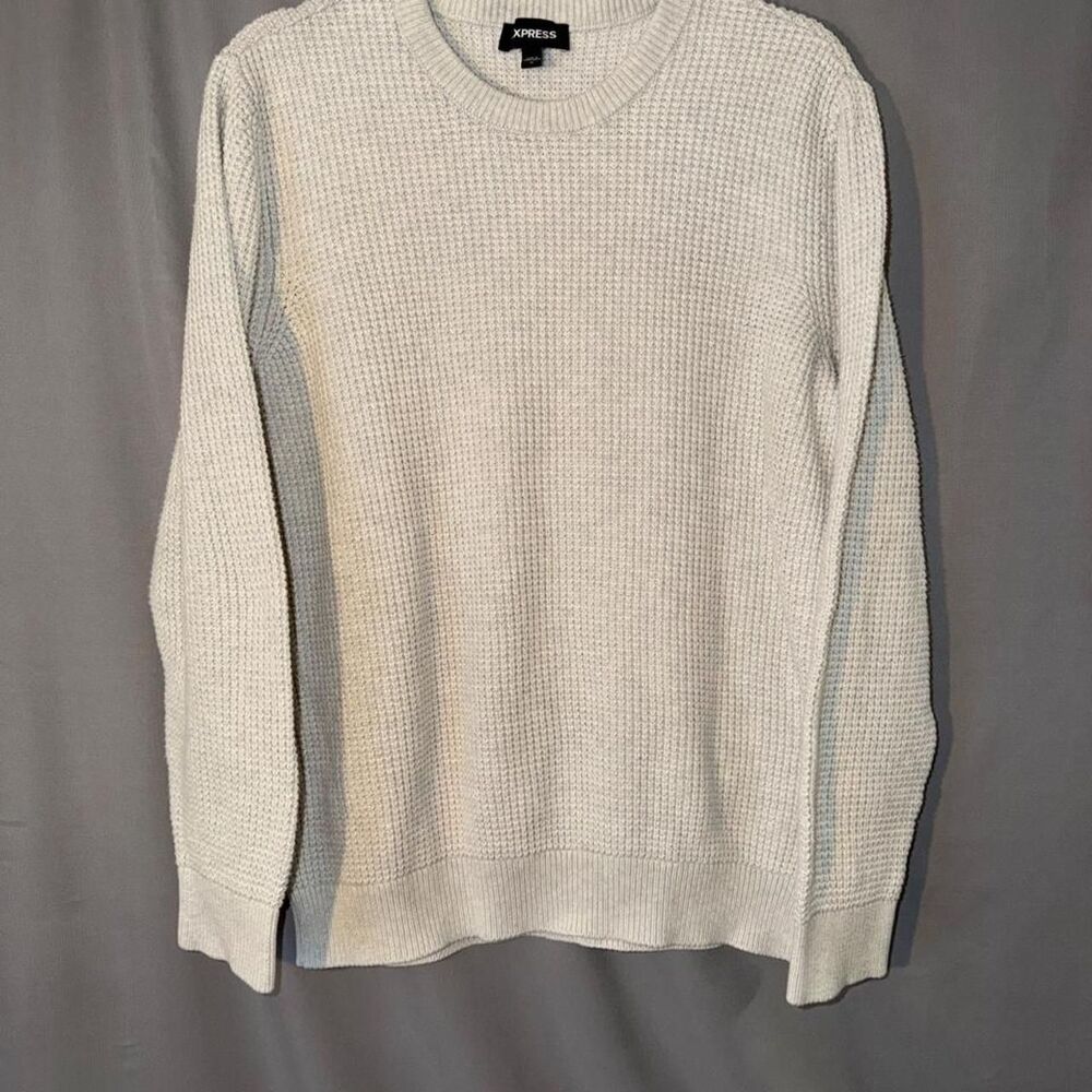 Express Cream Waffle Knit Sweater